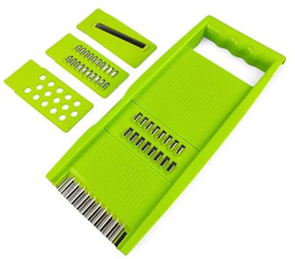 4 tlg Gemüsereibe, Karottenhobel, Karottenreibe, Gemüsehobel, Küchenreibe mit Edelstahlklingen, Reibe Hobel für Salat, Karottensalat, Obstreibe, Тёрка-Корейка (Grün)