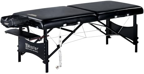 Master Massage Galaxy Portable Massage Table with Heating Top Portable Massage Table, 71cm, 7.6cm Foam with Full Accessories in Black