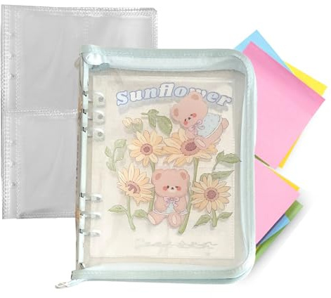 Raccoglitore ad anelli, formato A5, a 6 anelli, portatile, da collezione, per studenti, insegnanti, scuola, aula, casa, viaggi, pendolarismo, per interni ed esterni