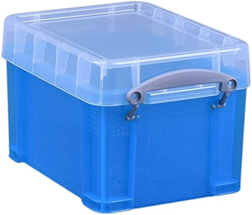 Really Useful Box Plastic Storage 3 Litre Transparent Bright Blue