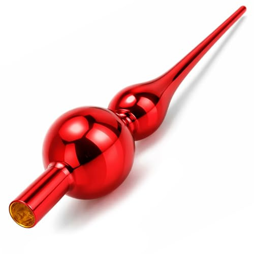 com-four Punta per albero di Natale lucida – Punta per albero di Natale in vero vetro per Natale, 25 cm