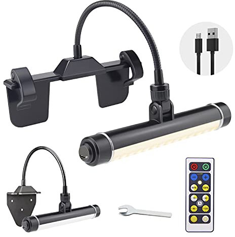 HONWELL Bilderleuchte Batterie LED Wandleuchte mit Fernbedienung 360° Schwenkarm Wiederaufladbare Dart beleuchtung Kabellos Malleuchte, Bilderlampe mit 3 Beleuchtungsmodi zum Malen, Schwarz