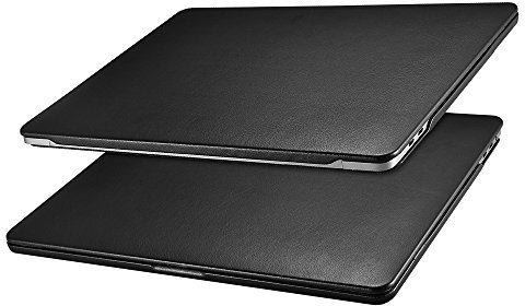 ICARER MacBook Pro 16 A2141 2019 Hülle Lederhülle, Ultra Slim Ledertasche Vintage Antik Handytasche Leder Case Cover für Apple MacBook Pro 16 Zoll (Modell: A2141 2019 2020) (Schwarz)