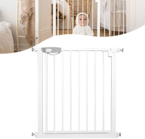 YARDIN Trappskyddsgaller, dörrskyddsgaller, dubbellås, skyddsgaller, klämgaller för barn och husdjur, utan borrning, 90° stopp, öppning med en hand, stängs automatiskt – vit, 75–85 cm