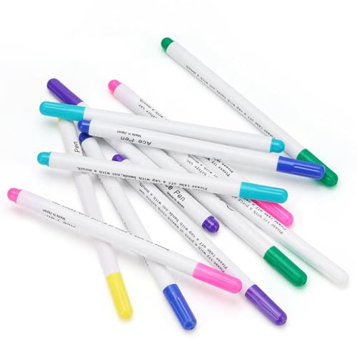 Ejoyous 12 Rotuladores para Trucos, Solubles en Agua, 7 Colores, Rotuladores para Textiles, Rotuladores Que Desaparecen Automáticamente, Rotuladores Borrables para Sastrería, Costura,