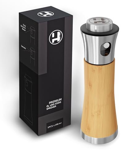 Homey Vibes Premium Bambus Ölsprüher für Speiseöl, spray bottle als Koch Gadget, Öl Sprühflasche, Öl Sprüher als Küchenhelfer, Ölspray zum Kochen, Öl Spray, Oil Sprayer, Olivenöl Spray (1)