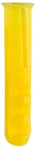 4-15mm Raw Plastic Wall Plugs Screw Fixing Wall Expansion for Brick, Stone, Concrete (Pack of 20, 50, 100, 200, 500) (100, Yellow - 5mm)