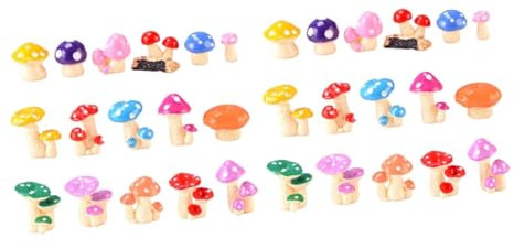 Toddmomy Lot De 2 Décorations De Jardin en Forme De Champignons Miniatures en Résine Lumières LED Décoration De Paysage pour La Maison Mousse Et Plantes en Pot 16 Pièces X 2