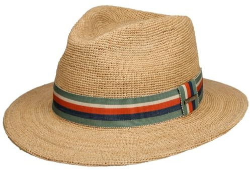Stetson Littlefield Traveller Hat Raffia Straw Multicolored Ribbon Unisex Summer Spring