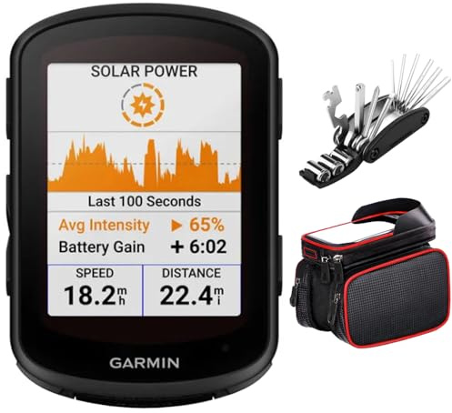 Garmin 010-02695-20 Edge 840 Solar, Compact GPS Cycling Computer, Device Only | Official USA Partner Model | Bundle with Deco Gear 16-in-1 Bike Repair Tool + Deco Essentials Bike Frame Phone Mount