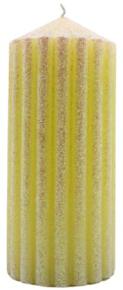Dekohjälte24 högkvalitativt bordsljus blockljus bordsljus hushållsljus blockljus med glitter i festlig vaniljeton, storlek: B/H ca 7 x 16 cm.