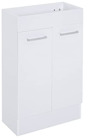 kleankin Mueble Baño con Lavabo Cerámico Mueble Bajo Lavabo con 2 Puertas Estilo Moderno Carga 50 kg 50x86x25 cm Blanco