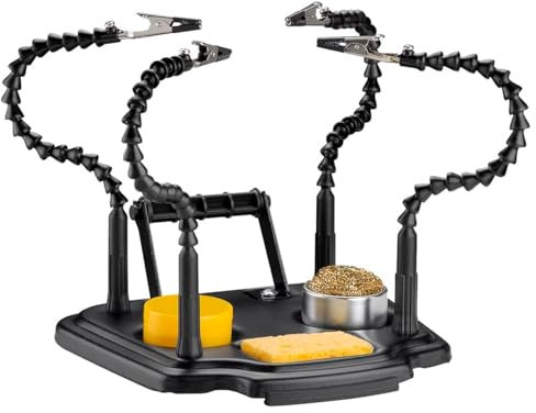 CABLEPELADO - Tercera Mano para Soldar con 4 Brazos Flexibles – Herramienta de Ayuda para Soldadura con Pinzas de Cocodrilo, Limpiador de Punta, Soporte de Estaño y Esponja Incluidos