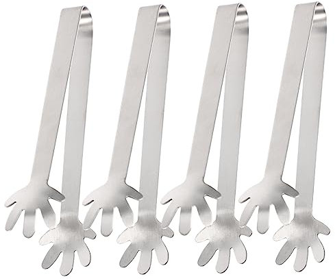 CIYODO 4 Pezzi pinze per ghiaccio portatili Pinza pinze per cubetti di ghiaccio piccolo comode pinze per il ghiaccio morsetto per ghiaccio in acciaio inossidabile Silver
