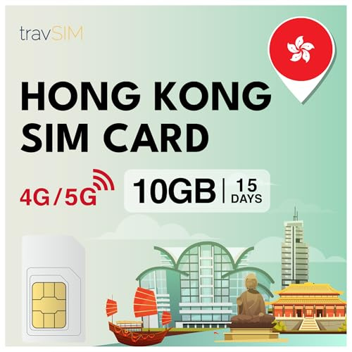 travSIM SIM-kort för Hongkong | 15 dagar – 10 GB SIM-data | 5G/4G höghastighetsdata | obegränsad internetåtkomst för Google, Facebook, Whatsapp, Instagram med mera