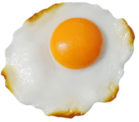 Garneck Huevos fritos artificiales, modelos realistas de comida falsa para decoración de cocina y fotografía para juegos de cocina creativos, artículos de broma