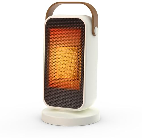 YAZEKY Stufa Elettrica Basso Consumo, Termoventilatore Portatile Silenzioso con Riscaldamento Rapido, due Temperature di Raffreddamento e Protezione di Sicurezza per Camere da Letto e Uffici （20 m²）