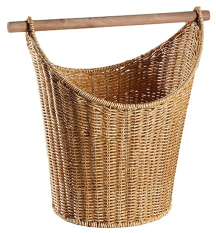 MagiDeal Cesta para Guardar Papel Higiénico con Barra Rollos, Decorativa, Elegante Cestas Almacenaje, Cesta de Almacenamiento de Mimbre Práctica y Versátil, Organizador de Papel Higiénico
