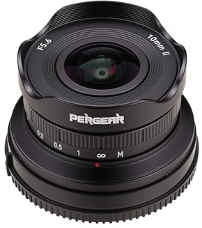 Pergear Objectif fisheye 10 mm F5.6II APS-C, objectif ultra grand angle de 172 °, mise au point manuelle compatible avec appareil photo M4/3 Panasonic GX9 G100 GH5 GH5S GH6, Olympus E-PL9 E-M10IV OM