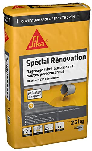 Sika Level Rénovation - Mortero de nivel, autonivelante de fibra para suelos interiores y reformas (P3), 25 kg