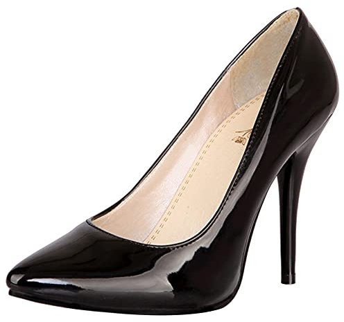 MJIASIAWA Aiguille Femmes Pointu Robe A Enfiler Escarpins Mode Soirée Talons Hauts Formal Bridesmaid Chaussures Noir Taille 43 EU/45 Asiatique