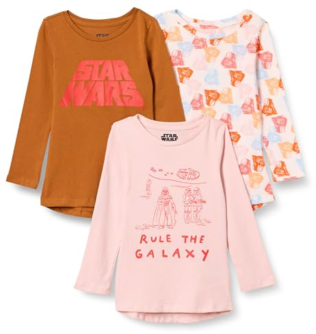 Amazon Essentials Disney | Marvel | Star Wars | Frozen | Princess Maglia a tunica a maniche lunghe Bambine e ragazze, Pacco da 3, Star Wars - Rule The Galaxy, 8 anni