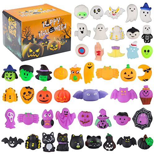 48 Pezzi Halloween Mochi Squeeze Toys, Kalolary Mochi Spremere Favori Carino Zucca Fantasma Squishies Goody Bags Regali riempimento per Decorazioni Halloween Bomboniere Forniture Giocattoli Antistress