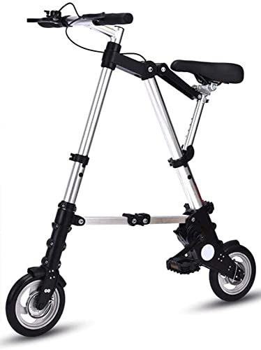 ZLYJ 8 Tum Fällbar Cykel, Lätt Aluminium Hopfällbar Cykel, Bekväm Justerbar Stadscykel, Aluminiumram, Utomhusresor Cyklar för Män Kvinnor Vit