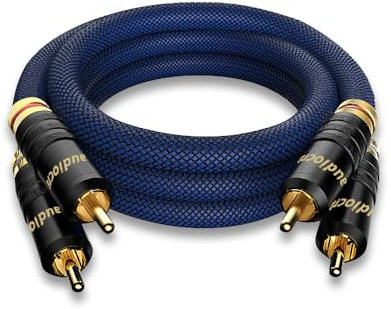 Tertullus HiFi Audio Cinch Cable 1m HiFi Cinch Kabel OFC versilbertes Liter mit Doppelter Abschirmung 2 CinchStecker auf 2 Cinch Stecker HiFi-Signalkabel für CD, verstärker, Audio, Decoder