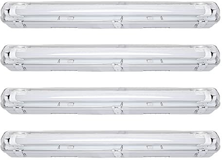 Herrselsam 4 Stück LED Feuchtraumleuchte 150CM Deckenleuchte 24W T8 Röhre LED Wannenleuchte Wasserdicht IP65 Kaltweiß 6000K für Garage Keller Bad Werkstatt Feuchtraum