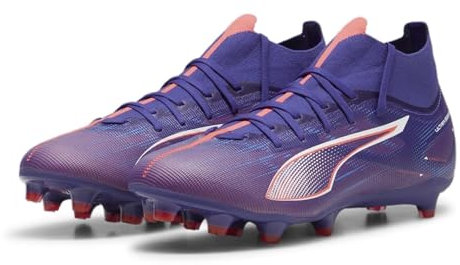PUMA Unisex Ultra 5 Match+ FG/AG Soccer Shoe, Lapis Lazuli White-Sunset Glow, 47 EU