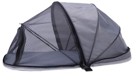 FRCOLOR Tragbares Haustierzelt Katzen-/kätzchen-/hundehaus Bett Sofa Netz Hundehütte Grau Halbes Netz Faltbares Design