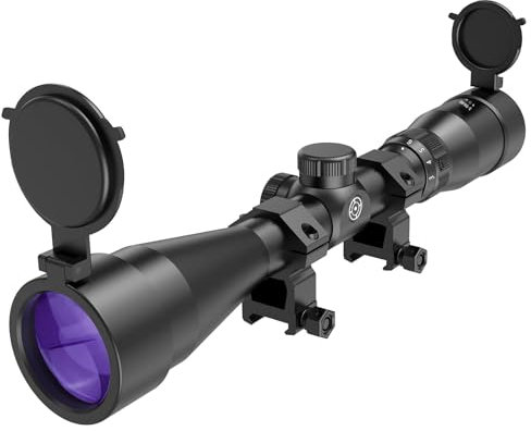 Paike Lunette de visée 3-9x40, lentille Violette spéciale avec Couvercle Rabattable, portée de Chasse avec Monture de 20mm