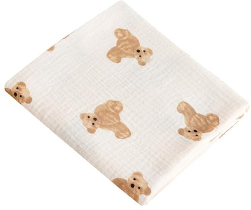 AOOPOO Babydecken 100 x 100 cm, Baby Pucktuch Musselin Decke 100% Baumwolle Dünne Atmungsaktive Sommerdecke Puckdecke Süßer Druck Baby Swaddle Decke Tücher für Neugeborene Junge und Mädchen
