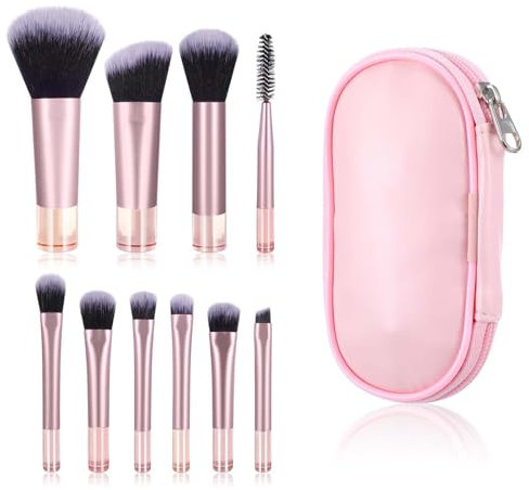 SHUOHONG 10 Pezzi Pennelli Trucco Make Up, Pennelli Trucco con Borsa, Kit Pennelli Make Up, Set di Pennelli per Trucco, Pennelli Make Up Professionali per Fondotinta, Blush, Correttore, Ombretto