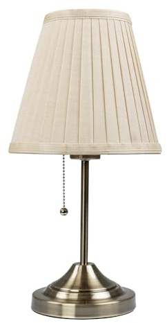 Lámpara de mesa para bombilla LED, tela y metal en acabado bronce, mesita de noche y luz auxiliar para salón, dormitorio y habitación infantil