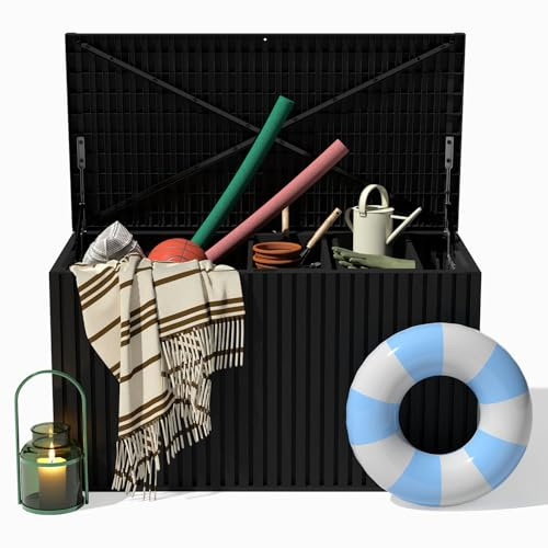 Veradek Everything Deck Box 120 Gallon | Lockable Storage Box and Organization for Patio Furniture, Outdoor Cushions, Throw Pillows, and Garden Tools