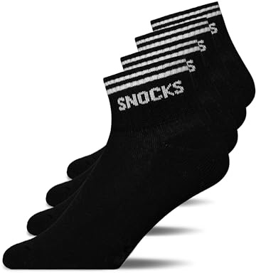Snocks Retro Sneaker Socken (4 Paar) aus Bio Baumwolle - Knöchelsocken mit Streifen - Ankle Socks Herren & Damen - 43-46
