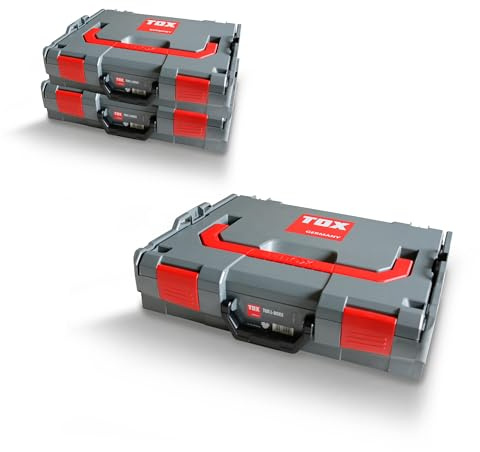Coffret TOX L-BOXX en lot, empilable et encliquetable avec le système L-BOXX, 8 compartiments pour petites pièces, rangement clair pour chevilles et vis, lot de 3 pièces, 094909151