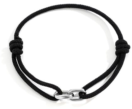 BKEPDY Bracciali Uomo in Corda di Vela Surfisti Corda Intrecciata a Mano Regolabili Gioiello Regalo per Ragazzo Marito Figlio Papà(Argento)