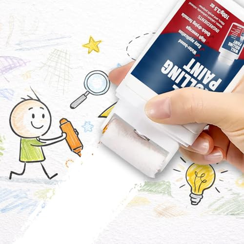 Rullo Vernice Bianca per Interni, Wall Repair Rolling Brush, Mini Roller Paint Kit 100g, Pittura Bianca Muro Interno ad Asciugatura Rapida