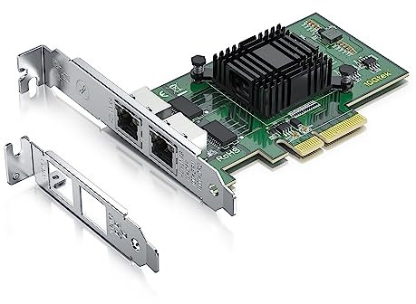 10Gtek® 1G 1000Mbps Gigabit Ethernet Converged Network Adapter (NIC) mit Intel I350AM2 Controller | Ethernet PCI Express Network Card | Dual Copper RJ45 Ports | PCIE 2.0 X4 | Compare to Intel I350-T2