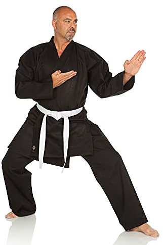 Ronin Karate Gi - Lightweight Student Karate Uniform - Professional quality made Kimono - Advanced 100% Cotton Martial Arts Kit - Great for all style Karate Training for Adults & Kids. (Black, 4)