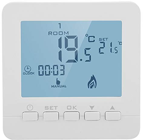 Fdit Pantalla LCD Digital programable, 5A Termostato Inteligente Pantalla LCD Digital inalámbrica Controlador de Temperatura programable