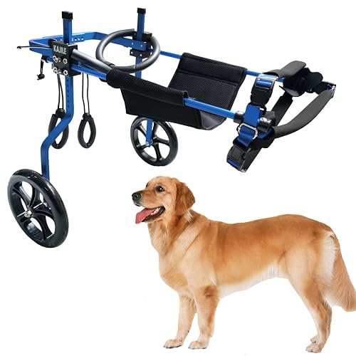 KAJILE Justerbar 2-hjuls hundvagn, XXL-3 storlek för rehabilitering av funktionshindrade Hund Bakben, passform Höjd 60-75cm, bredd 24-32cm, längd 35-45cm