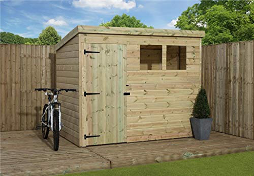 Empire 1500 Pent Garden Shed T&G PRESSURE TREATED 2 WINDOWS 6X4 7X5 8X6 10X8 (7X5)