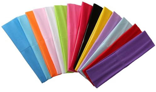 Sport Yoga Headbands,Pack of 14,Fashion Soft Elastic Polyester Sweatband Yoga Stretchy Headband for Women Man Girl (Mixed Colors)