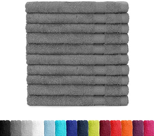 BaSaTex 10er Pack G„stetcher Set 30x50 cm ? Handtcher Set, 100% Baumwolle ™ko-Tex Made in Green |Anthrazit