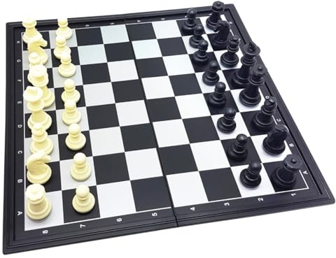 Lexibook, Chessman Classic, Ajedrez magnético y Plegable, 32 Piezas, Juego de Mesa Familiar, Negro/Gris, CGM320