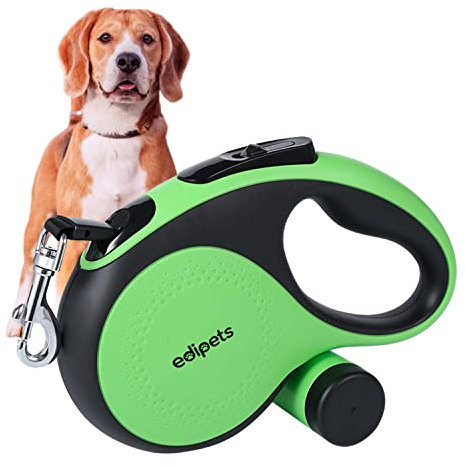 Edipets, Hundeleine, Ausziehbar und Einziehbar, 5 m, 8 m, Flexibel, für Training und Spaziergänge, für kleine, mittelgroße und große Hunde (Grün, 5 Meter)